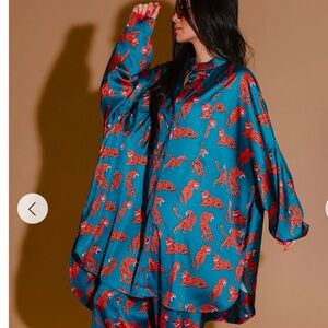 DRESSED IN LALA SATIN PLAYSUIT IN WILD WOMAN